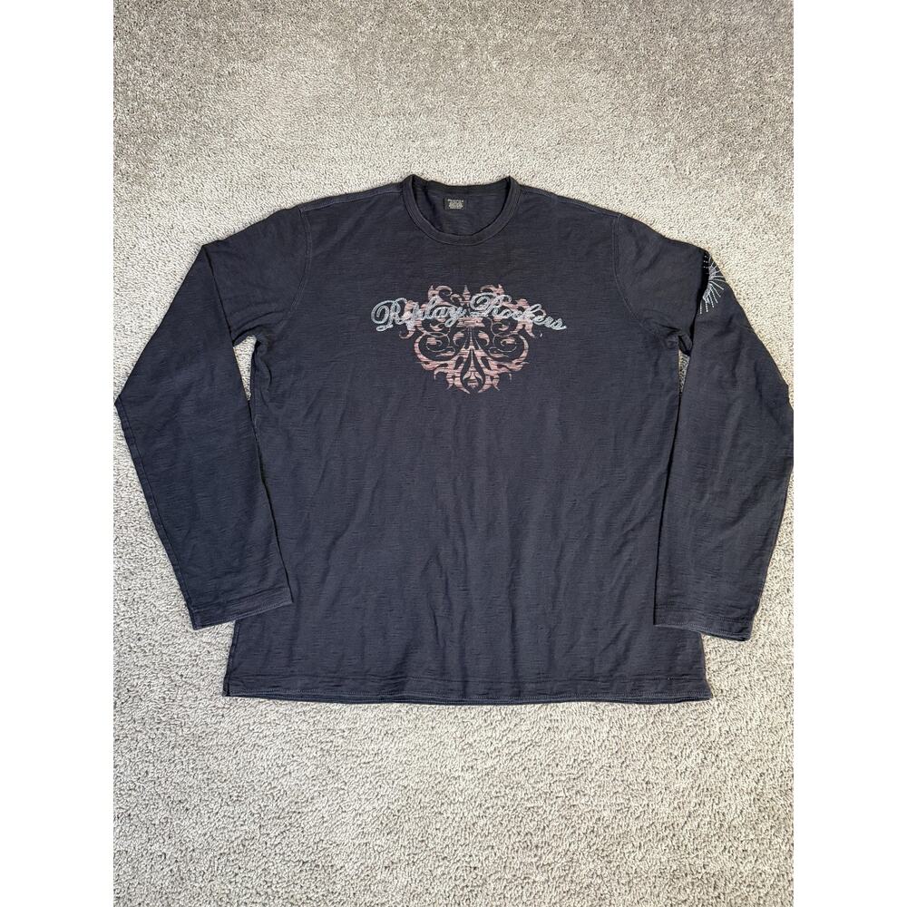 Replay Shirt Mens 3XL Black Long Sleeve Rock Crest Graphic Replay Rocks
